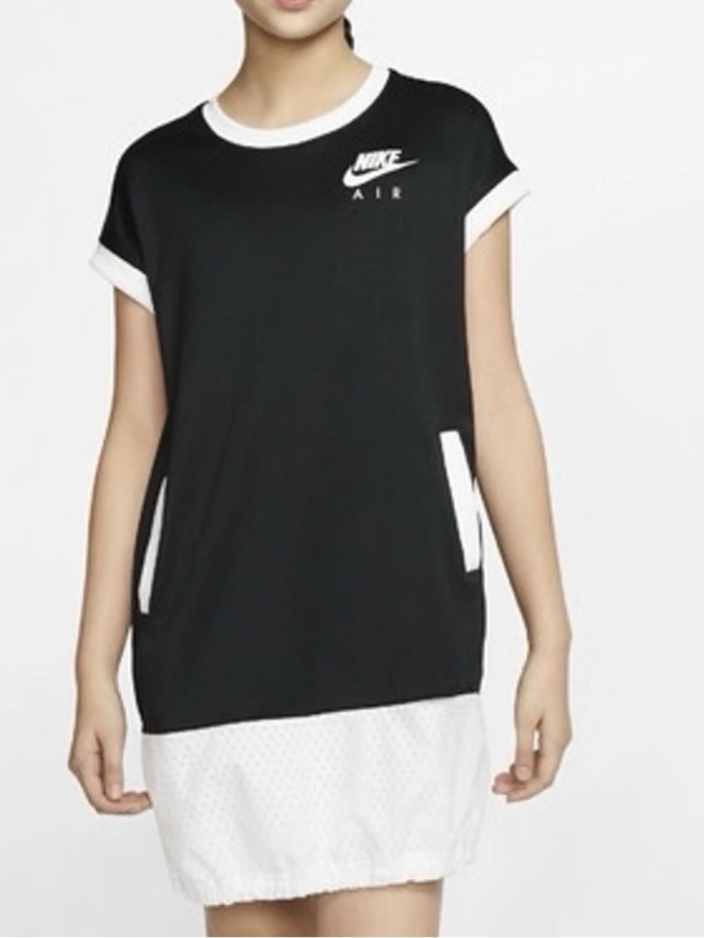 Nike Black & White Sleeveless Sport Dress with Mesh Hem